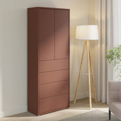 Alice Springs Tall Storage Cabinet with Push-to-Open Doors & 4 Drawers in Terracotta