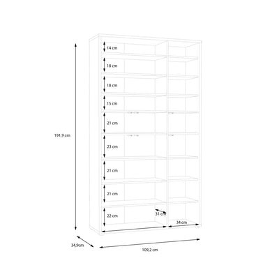 Alice Springs Tall Shoe Cabinet with 6 Doors Push-to-Open in Elegancia Oak