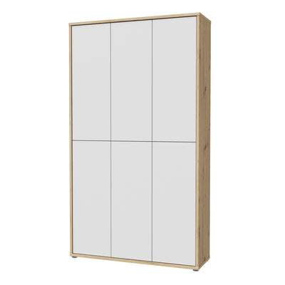 Alice Springs Shoe cabinet with 6 Doors Push-to-Open in Artisan Oak and Light Grey Doors