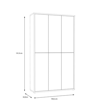 Alice Springs Shoe Cabinet with 6 Doors Push-to-Open in Artisan Oak and Sage Green Doors