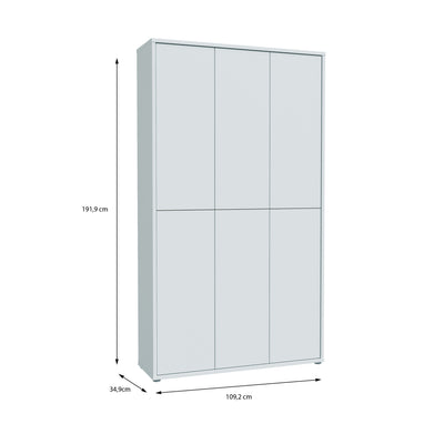 Alice Springs Tall Shoe Cabinet with 6 Doors Push-to-Open in Light Grey