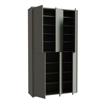 Alice Springs Tall Shoe Cabinet with 6 Doors Push-to-Open in Sage Green