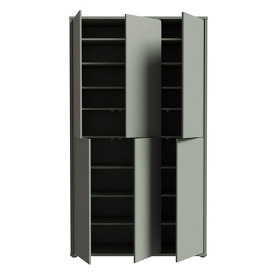 Alice Springs Tall Shoe Cabinet with 6 Doors Push-to-Open in Sage Green