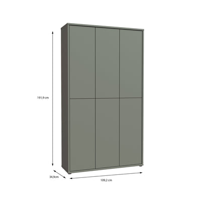 Alice Springs Tall Shoe Cabinet with 6 Doors Push-to-Open in Sage Green