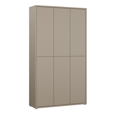 Alice Springs Tall Shoe Cabinet with 6 Doors Push-to-Open in Taupe