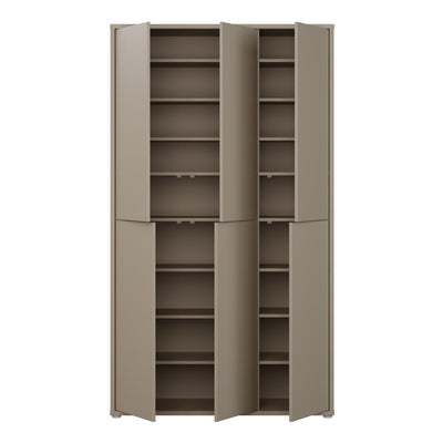 Alice Springs Tall Shoe Cabinet with 6 Doors Push-to-Open in Taupe