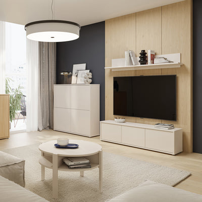Alice Springs Wide TV Cabinet with 3 Doors Push-to-Open in Sand