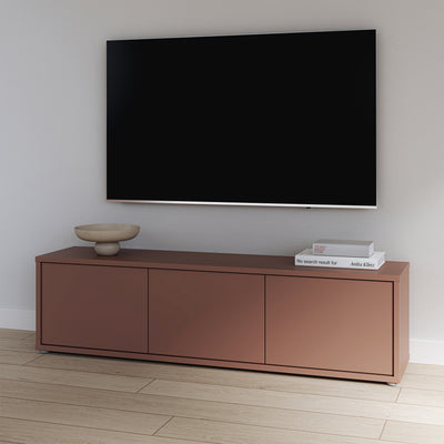 Alice Springs Wide TV Cabinet with 3 Doors Push-to-Open in Terracotta