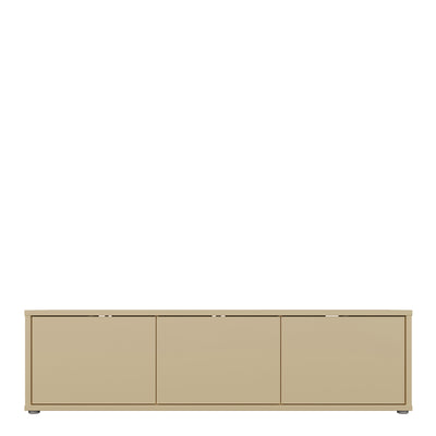 Alice Springs Wide TV Cabinet with 3 Doors Push-to-Open in Butter Yellow