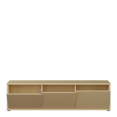 Alice Springs Wide TV Cabinet with 3 Doors Push-to-Open in Butter Yellow