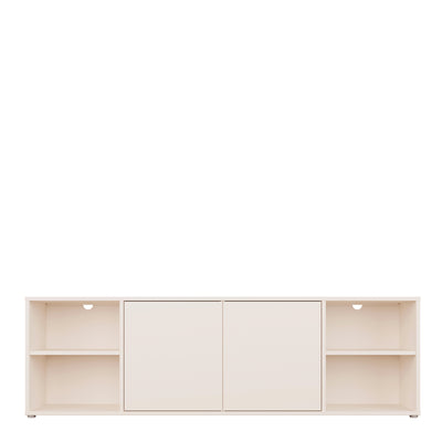 Alice Springs Wide TV Cabinet with 2 Doors Push-to-Open & 2 Open Shelves in Sand