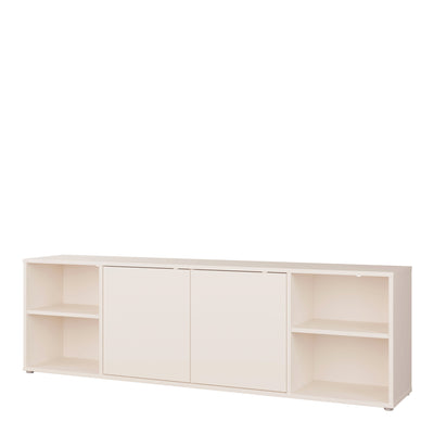 Alice Springs Wide TV Cabinet with 2 Doors Push-to-Open & 2 Open Shelves in Sand