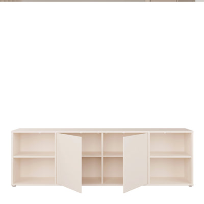 Alice Springs Wide TV Cabinet with 2 Doors Push-to-Open & 2 Open Shelves in Sand