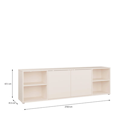 Alice Springs Wide TV Cabinet with 2 Doors Push-to-Open & 2 Open Shelves in Sand