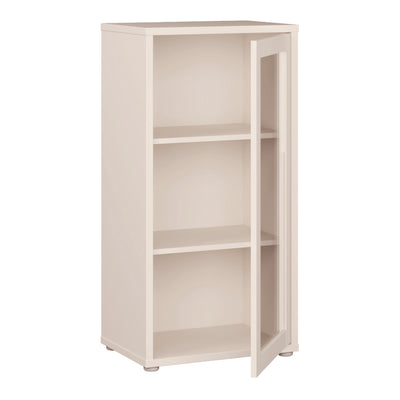 Alice Springs Low Glass Fronted Cabinet with Push-to-Open Door in Sand