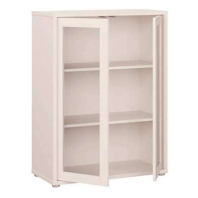 Alice Springs Low Glass Fronted Cabinet with 2 Push-to-Open Doors in Sand