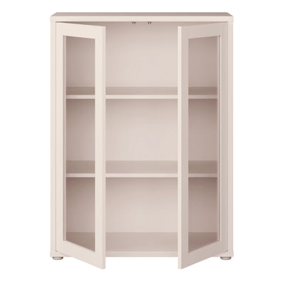 Alice Springs Low Glass Fronted Cabinet with 2 Push-to-Open Doors in Sand
