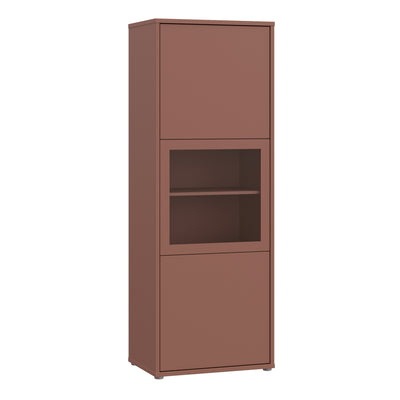 Alice Springs Narrow Display Cabinet with 3 Push-to-Open Doors in Terracotta