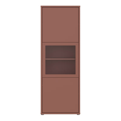 Alice Springs Narrow Display Cabinet with 3 Push-to-Open Doors in Terracotta