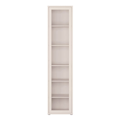 Alice Springs Slim Tall Display Cabinet with 1 Glass Door Push-to-Open & 5 Shelves in Sand