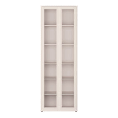 Alice Springs Slim Tall Display Cabinet with 2 Glass Doors Push-to-Open & 5 Shelves in Sand