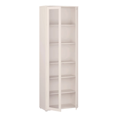 Alice Springs Slim Tall Display Cabinet with 2 Glass Doors Push-to-Open & 5 Shelves in Sand