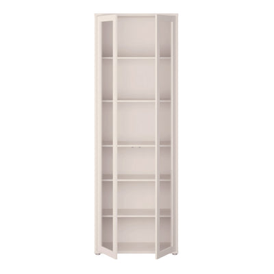 Alice Springs Slim Tall Display Cabinet with 2 Glass Doors Push-to-Open & 5 Shelves in Sand