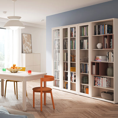 Alice Springs Slim Tall Display Cabinet with 2 Glass Doors Push-to-Open & 5 Shelves in Sand