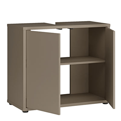 Alice Springs Under Sink Bathroom Cabinet with 2 Doors Push-to-Open in Taupe