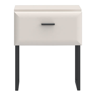 Akihisa Bedside Table with Drawer and Metal Legs in Sand
