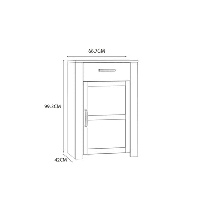Bohol 1 Door 1 Drawer Shoe Cabinet in Riviera Oak/White – FTG, view 8