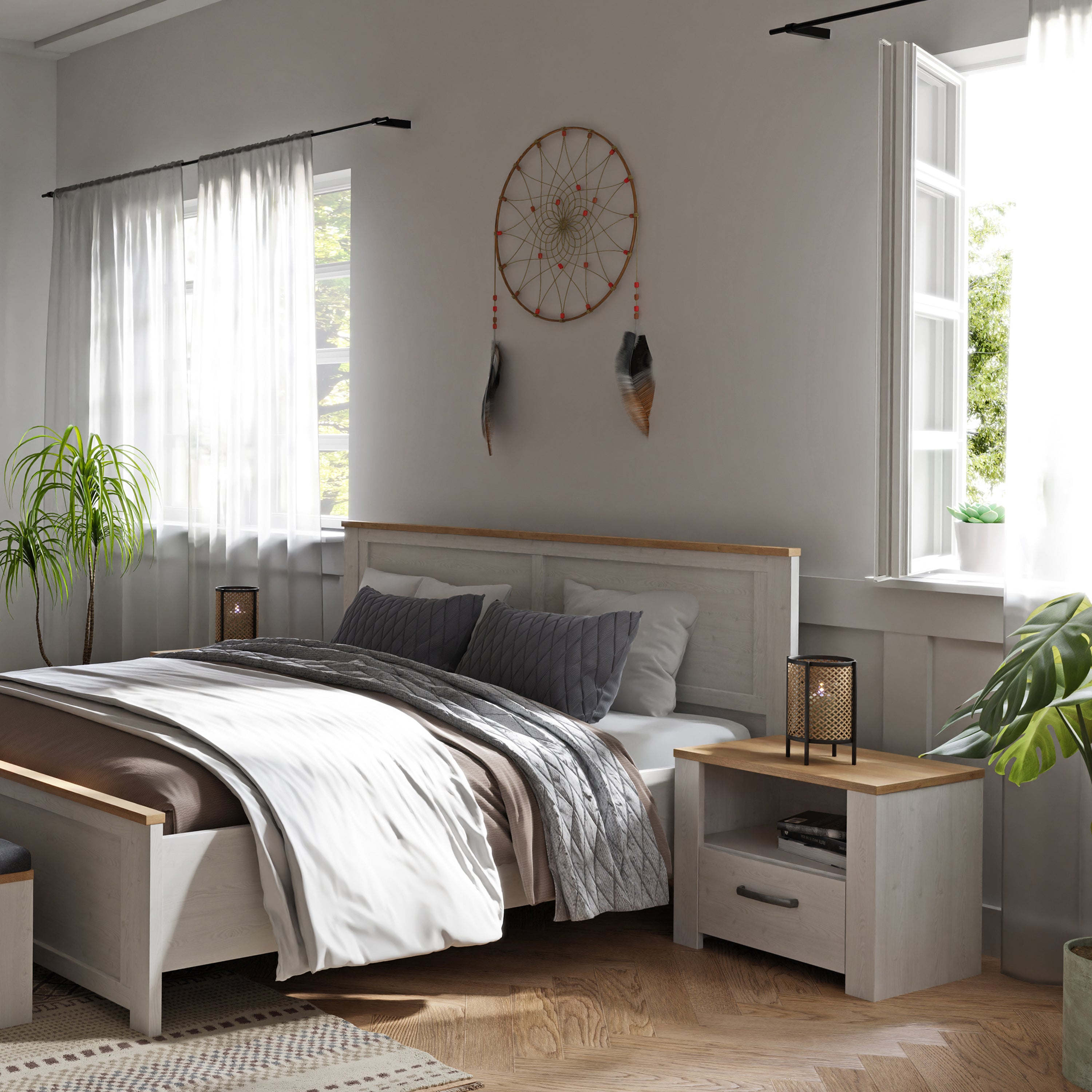 Bohol 1 Drawer Bedside I n Navy Oak – FTG, view 5