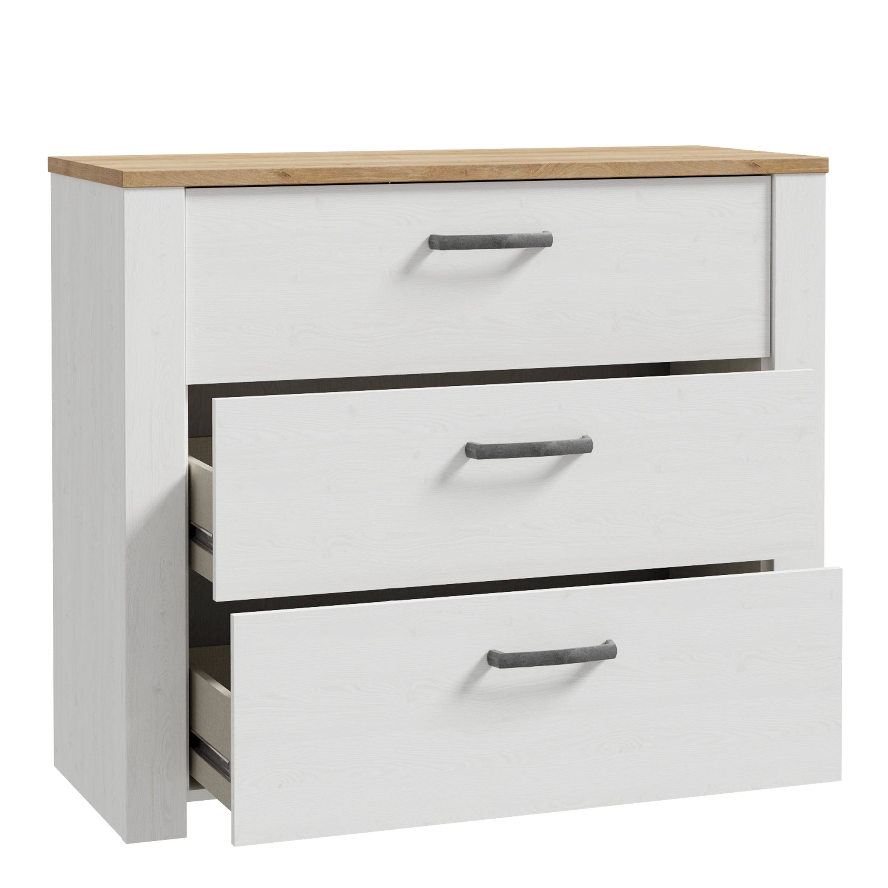 Bohol 3 Drawer Chest in Riviera Oak/White – FTG, view 3