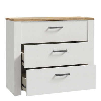Bohol 3 Drawer Chest in Riviera Oak/White – FTG, view 3