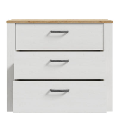 Bohol 3 Drawer Chest in Riviera Oak/White – FTG, view 4