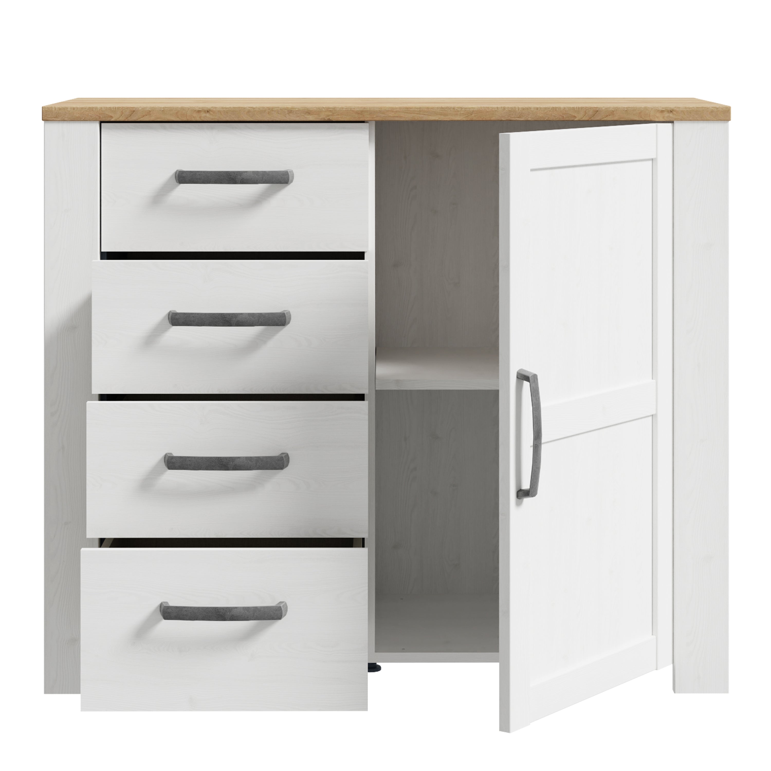 Bohol 1 Door 4 Drawer Chest in Riviera Oak/White – FTG, view 4