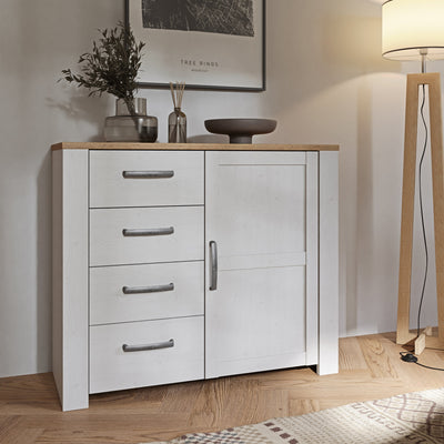 Bohol 1 Door 4 Drawer Chest in Riviera Oak/White – FTG, view 6
