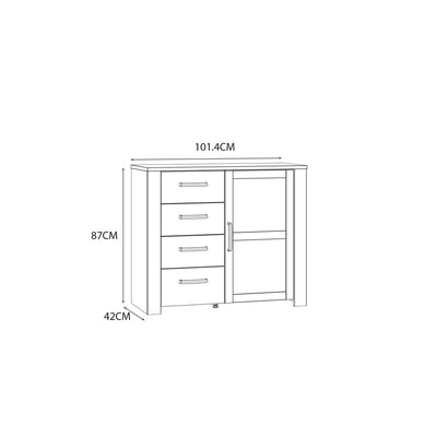Bohol 1 Door 4 Drawer Chest in Riviera Oak/White – FTG, view 8