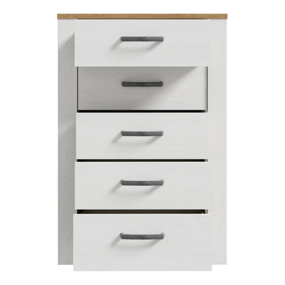 Bohol 5 Drawer Narrow Chest in Riviera Oak/White – FTG, view 4
