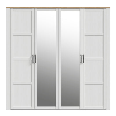 Bohol 2 Door 2 Mirrored Door Wardrobe in Riviera Oak/White – FTG, view 2