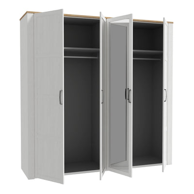 Bohol 2 Door 2 Mirrored Door Wardrobe in Riviera Oak/White – FTG, view 3