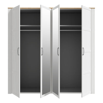 Bohol 2 Door 2 Mirrored Door Wardrobe in Riviera Oak/White – FTG, view 4