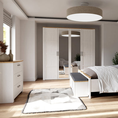 Bohol 2 Door 2 Mirrored Door Wardrobe in Riviera Oak/White – FTG, view 5
