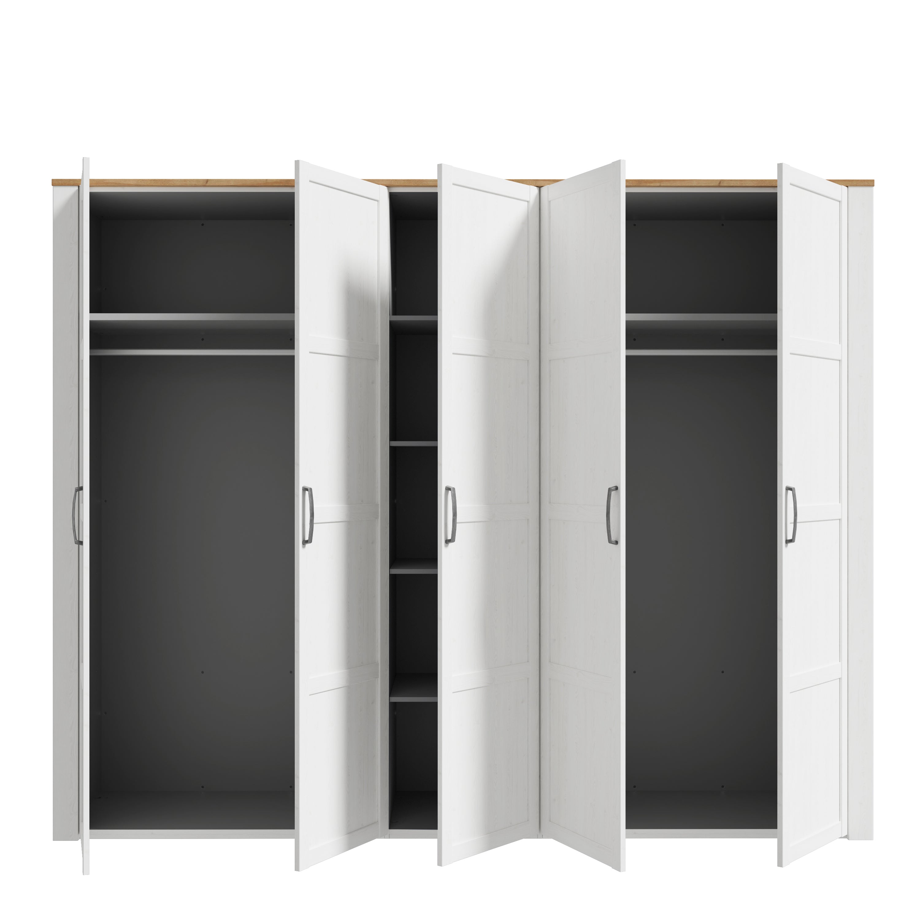 Bohol 5 Door Wardrobe in Riviera Oak/White – FTG, view 4
