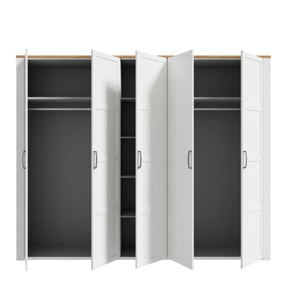 Bohol 5 Door Wardrobe in Riviera Oak/White – FTG, view 4