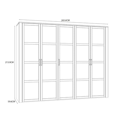 Bohol 5 Door Wardrobe in Riviera Oak/White – FTG, view 7