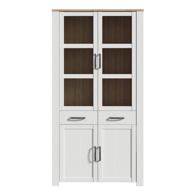 Bohol Display Cabinet 4 Door 2 Drawer in Oak/White – FTG, view 2