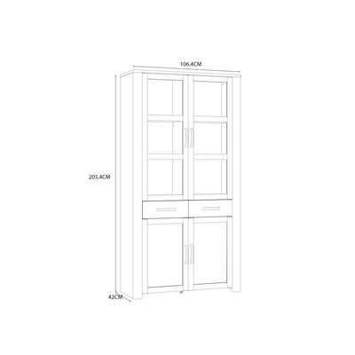 Bohol Display Cabinet 4 Door 2 Drawer in Oak/White – FTG, view 6