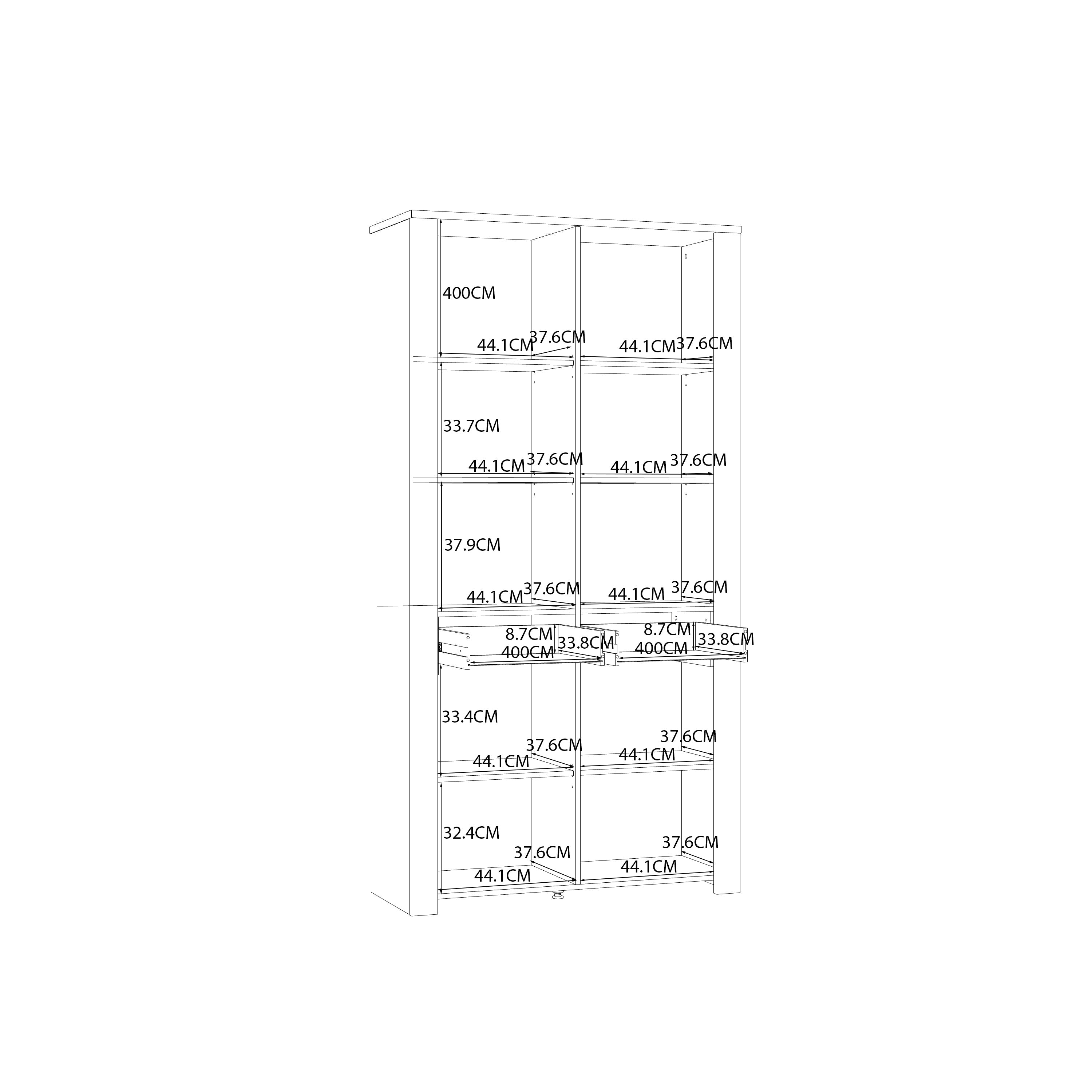 Bohol Display Cabinet 4 Door 2 Drawer in Oak/White – FTG, view 7