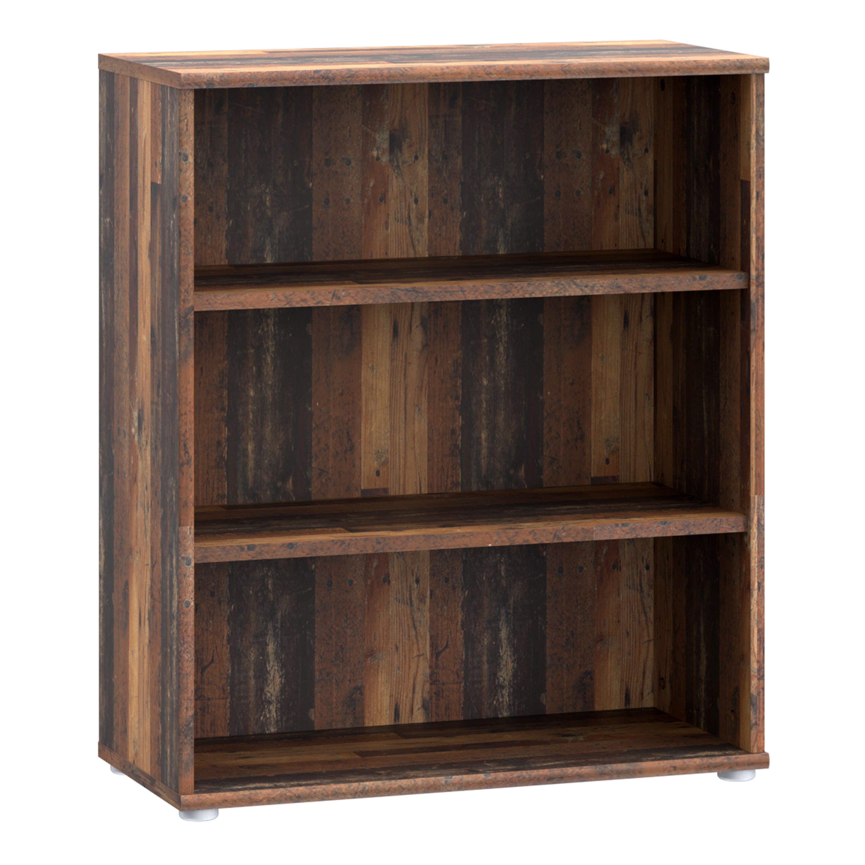Essential Low Wide 2 Shelf Bookcase in Vintage Oak – FTG